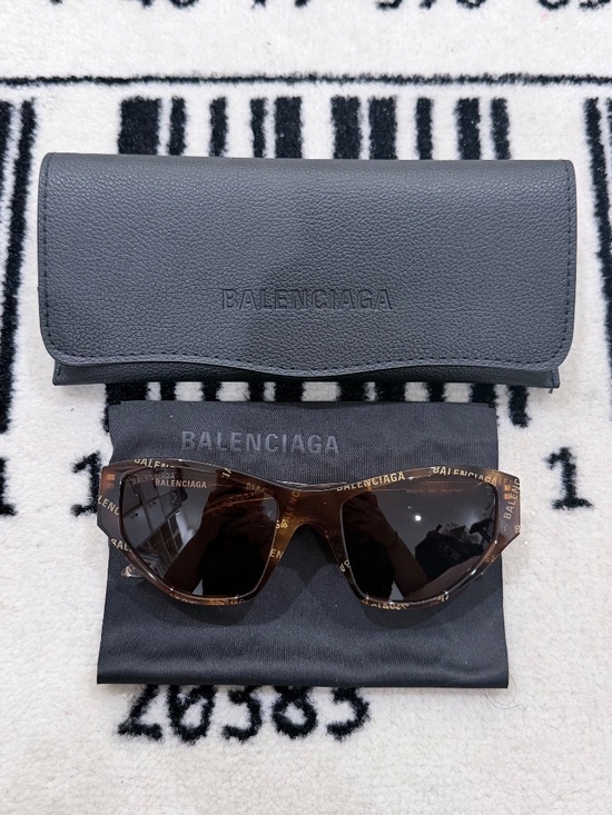 Balenciaga BB0097S 003 BROWN All Over Logo Modern Cat Eye Unisex Sunglasses main image 8
